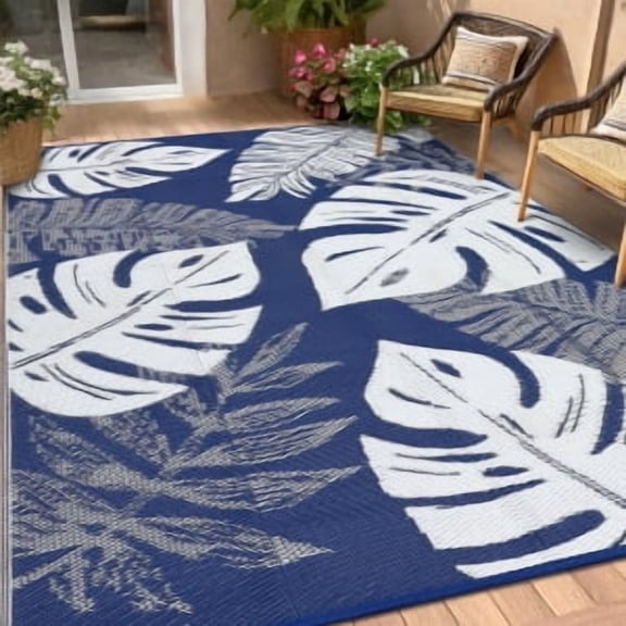 Waterproof Outdoor Rug,Plastic Straw Reversible Rug,Modern Stain Resistant Area Rug,Large Floor Mat for Outdoors,RV,Patio,Backyard,Deck,Picnic,Beach,Camping