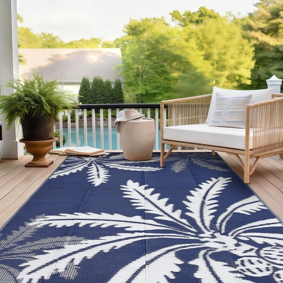 Waterproof Outdoor Rug – Reversible Modern Plastic Straw Mat for Patio, Camping, RV, Backyard, Deck, Picnic, Beach – UV-Resistant, Easy Clean