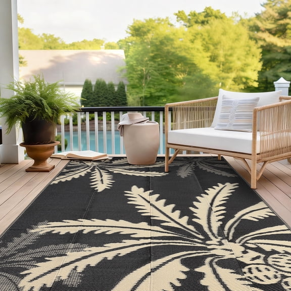 Waterproof Outdoor Rug – Reversible Modern Plastic Straw Mat for Patio, Camping, RV, Backyard, Deck, Picnic, Beach – UV-Resistant, Easy Clean