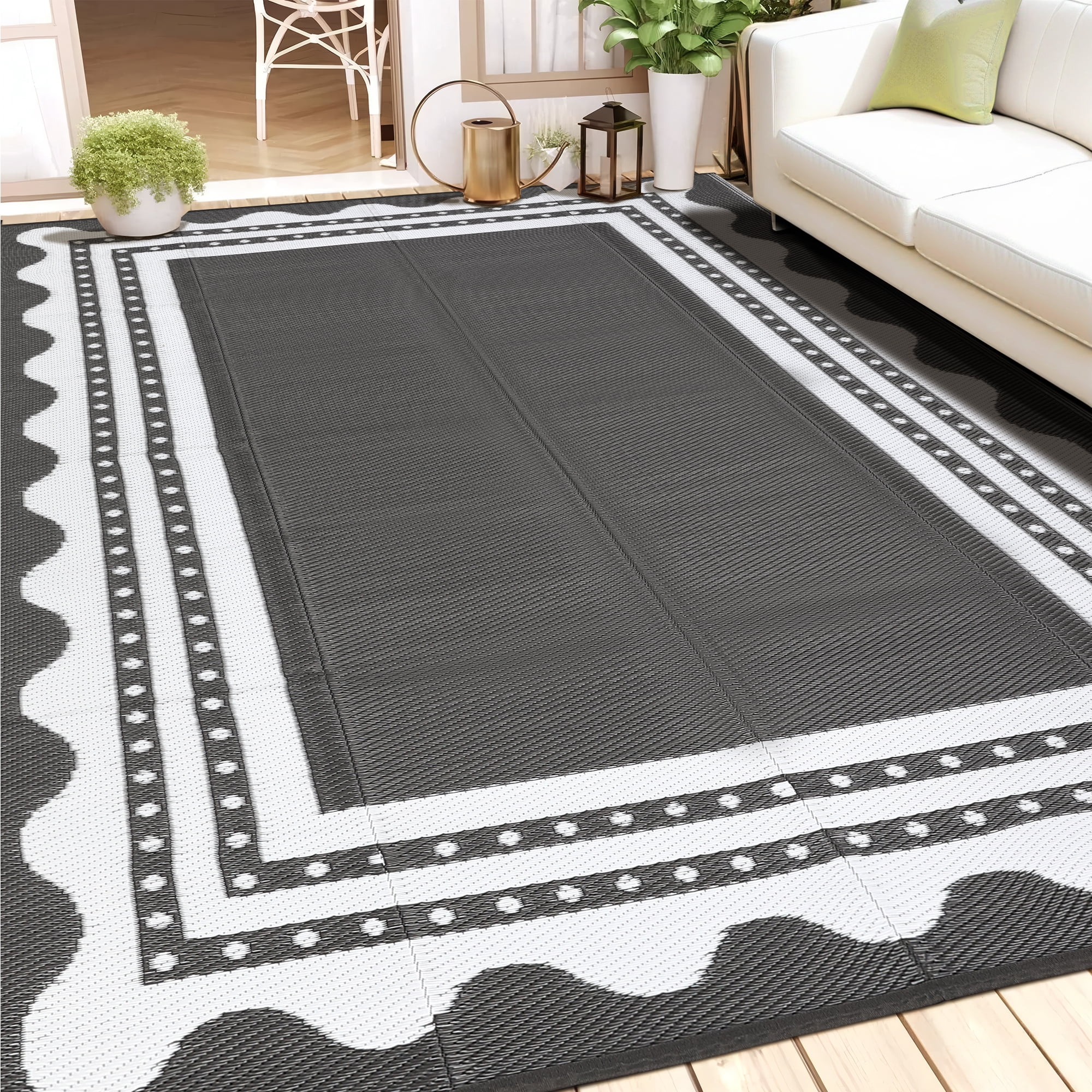 Waterproof Outdoor Rug – Reversible Plastic Mat for Camping, RV, Patio, Deck, Backyard, Balcony, Picnic – Easy Clean, Fade Resistant, Lightweight & Portable