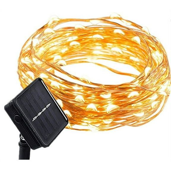 Waterproof Outdoor Solar Powered Copper Wire String Lights Starry Fairy Decorative Rope Lighting for Home Patio Lawn Yard Garden Wedding Party Christmas Decor Decorations 16ft 50 Mini White LEDs