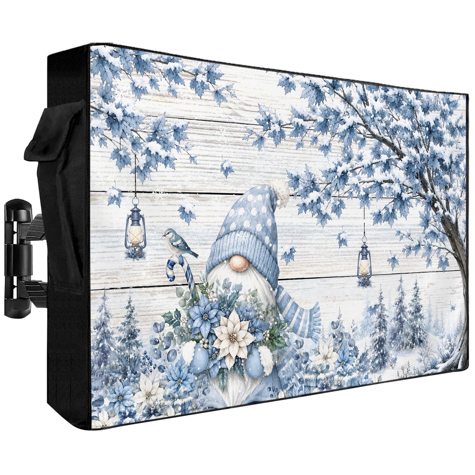 Waterproof Outdoor TV Cover 52 to 55 Inch, Christmas Blue Poinsettia ...