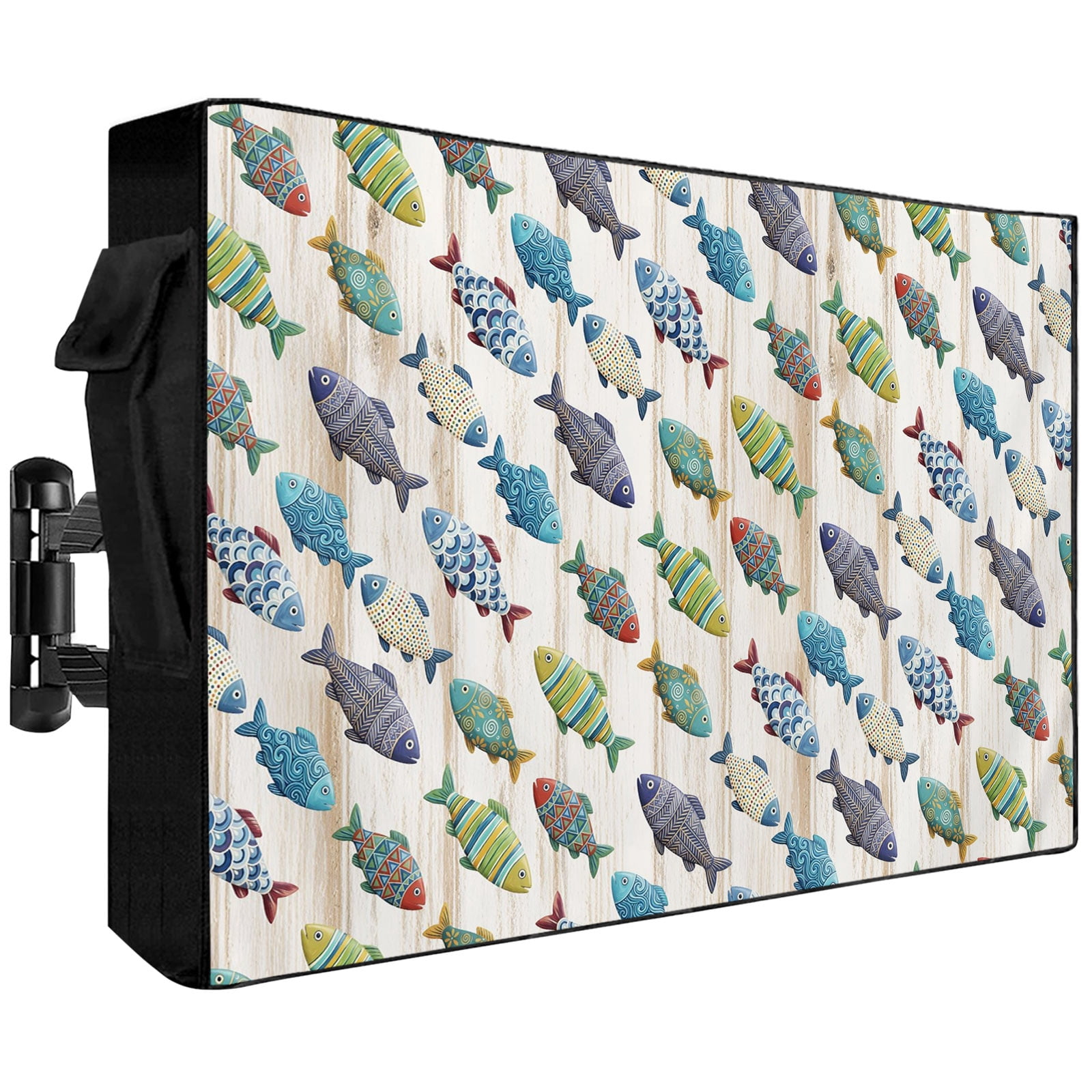 Waterproof Outdoor TV Cover 60 to 65 Inch, Small Fish Seamless Pattern ...