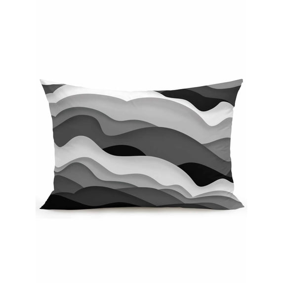 Waterproof Outdoor Throw Pillows with Inserts 12"x20", Grey Ombre Soft Decorative Pillowcases for Couch Bedroom, Modern Geometric Moire Abstract Art Pillow Covers for Sofa Living Room