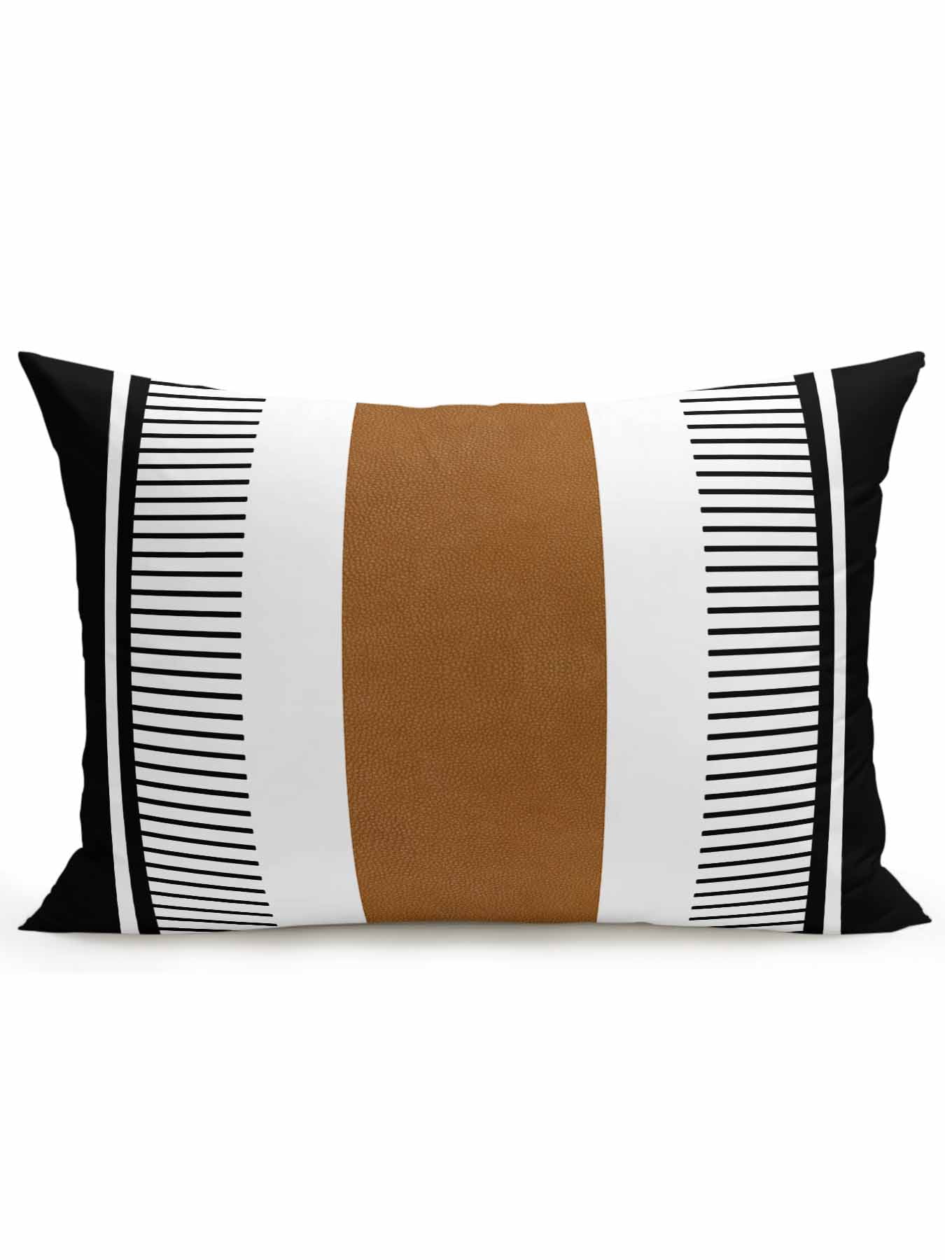Waterproof Outdoor Throw Pillows with Inserts 12"x20", Modern Brown Black Soft Decorative Pillowcases for Couch Bedroom, Boho Contemporary Geometric Striped Pillow Covers for Sofa Living Room