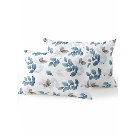 Waterproof Outdoor Throw Pillows with Inserts 12"x20" Set of 2, Blue Botanical Fall Soft Decorative Pillowcases for Couch Bedroom, Pastoral Maple Leaf Autumn Pillow Covers for Sofa Living Room