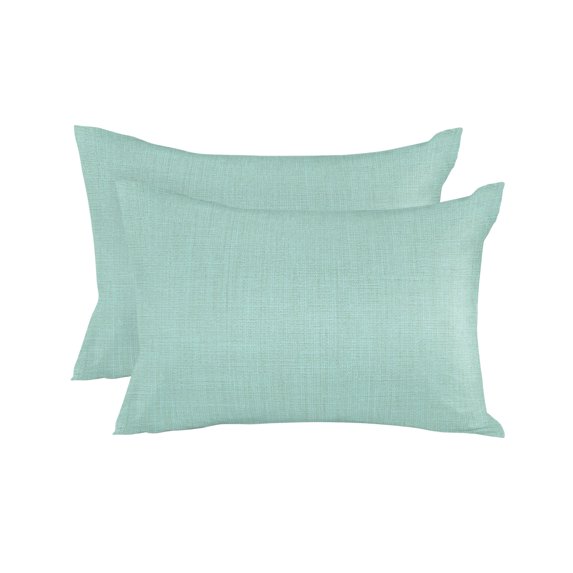 Waterproof Outdoor Throw Pillows with Inserts 12"x20" Set of 2, Linen Mint Green Soft Decorative Pillowcases for Couch Bedroom, Modern Minimalist Pure Solid Color Pillow Covers for Sofa Living Room