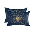 thumbnail image 1 of Waterproof Outdoor Throw Pillows with Inserts 12"x20" Set of 2,Navy Blue Yellow Spring Floral Soft Decorative Pillowcases for Couch Bedroom,Chic Blossoms Botanical Pillow Covers for Sofa Living Room, 1 of 8