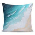 thumbnail image 1 of Waterproof Outdoor Throw Pillows with Inserts 16"x16", Blue Ocean Soft Decorative Pillowcases for Couch Bedroom, Summer Ombre Beach Waves Coastal Pillow Covers for Sofa Living Room, 1 of 8
