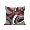 thumbnail image 1 of Waterproof Outdoor Throw Pillows with Inserts 16"x16", Grey Geometric Soft Decorative Pillowcases for Couch Bedroom, Modern Abstract Black White Red Striped Pillow Covers for Sofa Living Room, 1 of 8