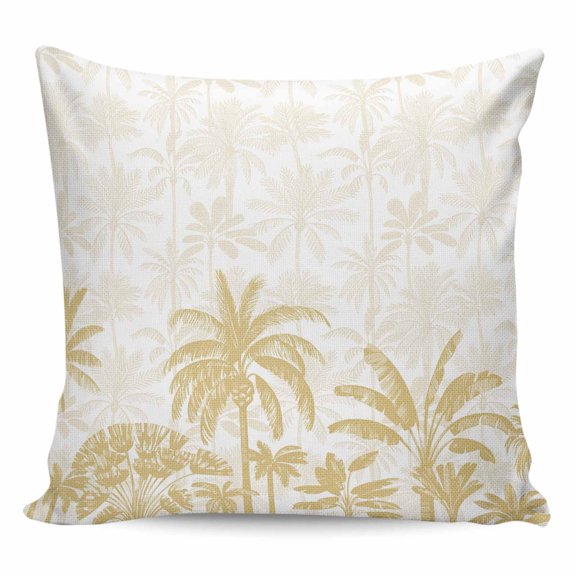 Waterproof Outdoor Throw Pillows with Inserts 16"x16", Palm Trees Soft Decorative Pillowcases for Couch Bedroom, Yellow Tropical Plants Summer Forest Scenery Pillow Covers for Sofa Living Room