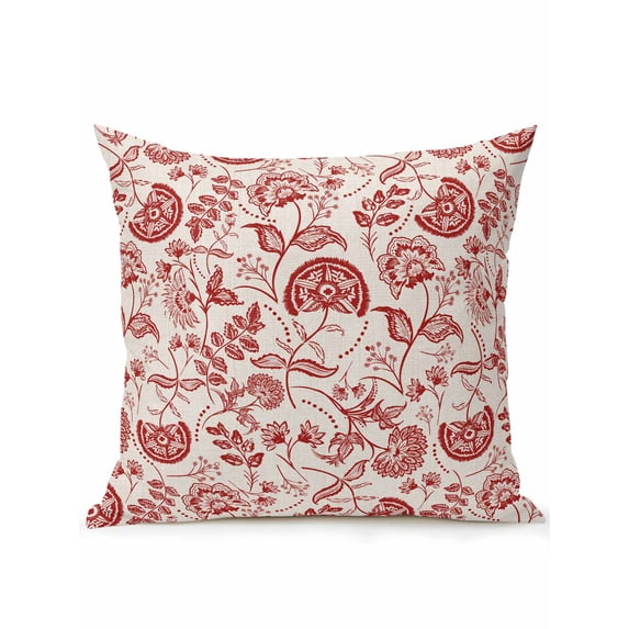 Waterproof Outdoor Throw Pillows with Inserts 16"x16", Red Spring Floral Soft Decorative Pillowcases for Couch Bedroom, Summer Botanical Farmhouse Pillow Covers for Sofa Living Room
