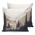thumbnail image 1 of Waterproof Outdoor Throw Pillows with Inserts 16"x16" Set of 2, Black Forest Soft Decorative Pillowcases for Couch Bedroom, Silhouettes Foggy Grey Pine Tree Cabin Pillow Covers for Sofa Living Room, 1 of 8