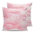 thumbnail image 1 of Waterproof Outdoor Throw Pillows with Inserts 16"x16" Set of 2, Pink Coastal Shell Soft Decorative Pillowcases for Couch Bedroom, Summer Nautical Beach Ocean Pillow Covers for Sofa Living Room, 1 of 8