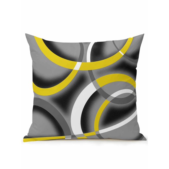 Waterproof Outdoor Throw Pillows with Inserts 16"x16", Yellow Geometric Soft Decorative Pillowcases for Couch Bedroom, Gray Black Retro Abstract Stripes Lines Pillow Covers for Sofa Living Room