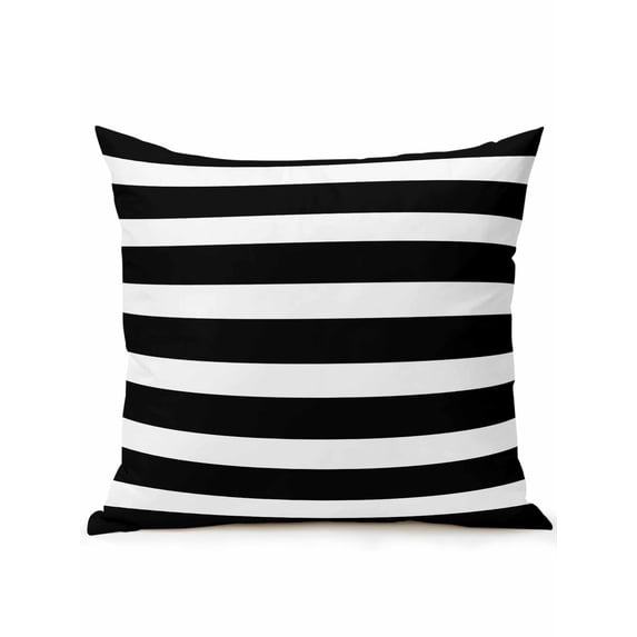 Waterproof Outdoor Throw Pillows with Inserts 18"x18", Black Striped Soft Decorative Pillowcases for Couch Bedroom, Modern Simple Monochrome Geometric White Pillow Covers for Sofa Living Room