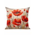thumbnail image 1 of Waterproof Outdoor Throw Pillows with Inserts 18"x18", Red Spring Floral Soft Decorative Pillowcases for Couch Bedroom, Summer Botanical Watercolor Vintage Pillow Covers for Sofa Living Room, 1 of 8