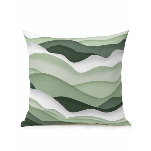 Waterproof Outdoor Throw Pillows with Inserts 18"x18", Sage Green Ombre Soft Decorative Pillowcases for Couch Bedroom, Modern Moire Geometric Abstract Pillow Covers for Sofa Living Room