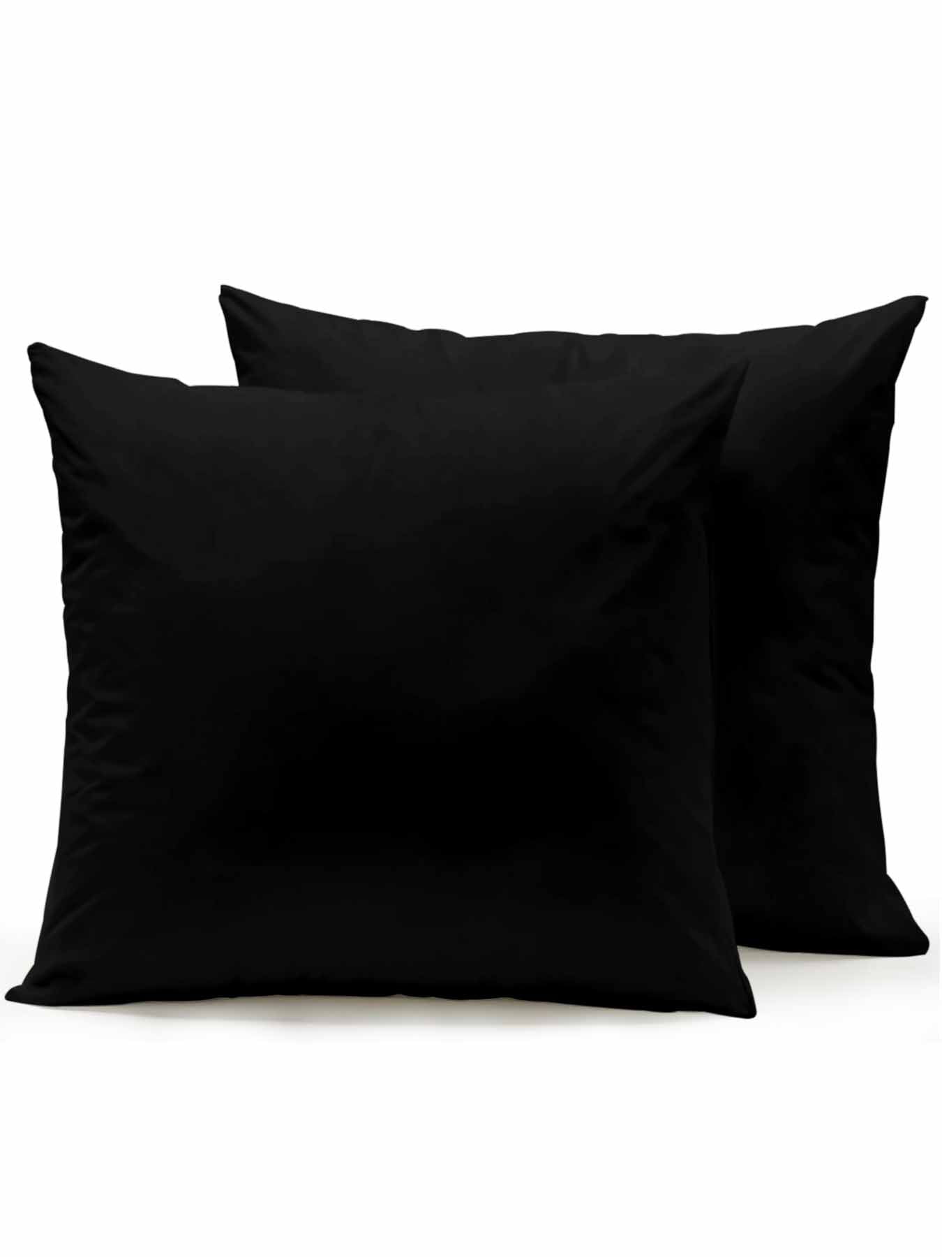 Waterproof Outdoor Throw Pillows with Inserts 18"x18" Set of 2, Black Soft Decorative Pillowcases for Couch Bedroom, Pure Black Pillow Covers for Sofa Living Room