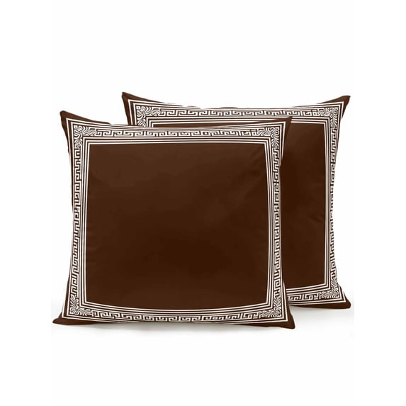 Waterproof Outdoor Throw Pillows with Inserts 18"x18" Set of 2,Coffee Brown Greek Key Soft Decorative Pillowcases for Bedroom,Geometric Greece Ancient Farmhouse Geo Pillow Covers for Sofa Living Room