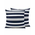 thumbnail image 1 of Waterproof Outdoor Throw Pillows with Inserts 18"x18" Set of 2, Navy Blue Grey Striped Soft Decorative Pillowcases for Couch Bedroom, Farmhouse Stripes Minimalist Pillow Covers for Sofa Living Room, 1 of 8