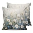 thumbnail image 1 of Waterproof Outdoor Throw Pillows with Inserts 18"x18" Set of 2, White Floral Soft Decorative Pillowcases for Couch Bedroom, Modern Farmhouse Oil Painting Plants Pillow Covers for Sofa Living Room, 1 of 8