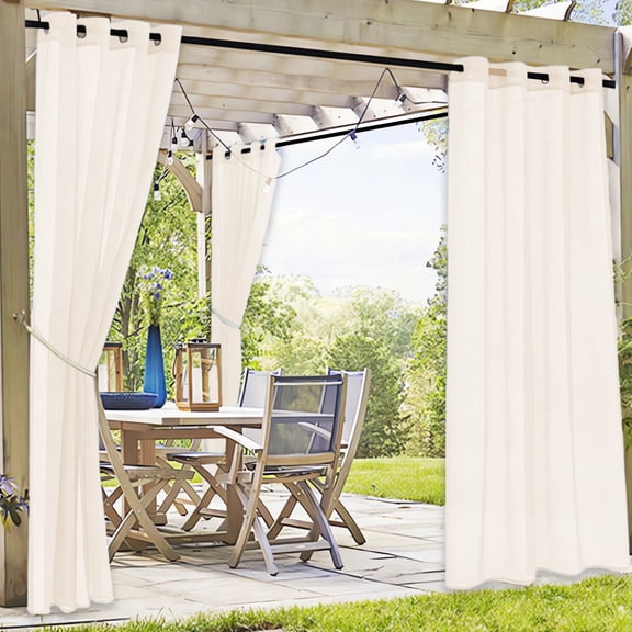 Waterproof Outdoor Window Screen Curtain, Transparent Polyester Gazebo Pavilion Screen Panel for Patio, Porch & Garden, Weather-Resistant Hanging System for Privacy & Airflow Control