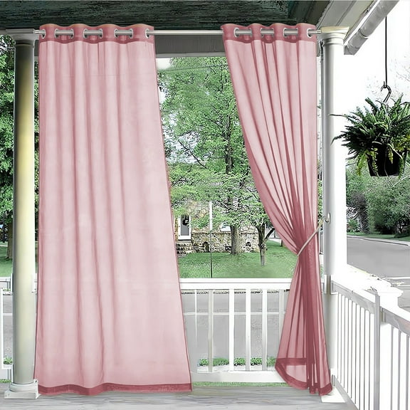 Waterproof Outdoor Window Screen Curtain – Transparent Polyester Panel, 213x132cm, Navy/White/Wine/Coffee, Metal Hanging Rings, Durable, Easy Clean, Ventilated Privacy