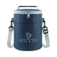 thumbnail image 1 of Waterproof Oxford Bento Bag Portable Round Insulated Lunch Bag with Removable Strap Thicken Aluminum Cooler Bag Two-way Zipper for Women and Men Work Travel Picnic, 1 of 8
