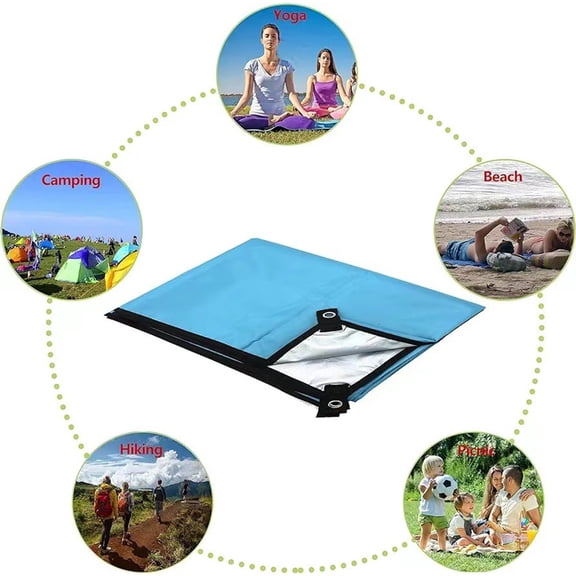 Waterproof Oxford Cloth Camping Ground Sheet, Multi-functional Picnic Mat with Silver Coating for Sunshade Canopy and Outdoor Use