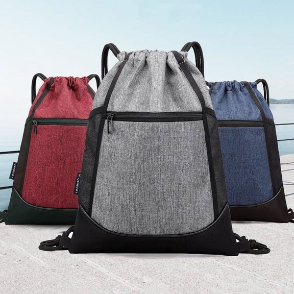 Waterproof Oxford Cloth Drawstring Bag Backpack Student Men And Women,Black