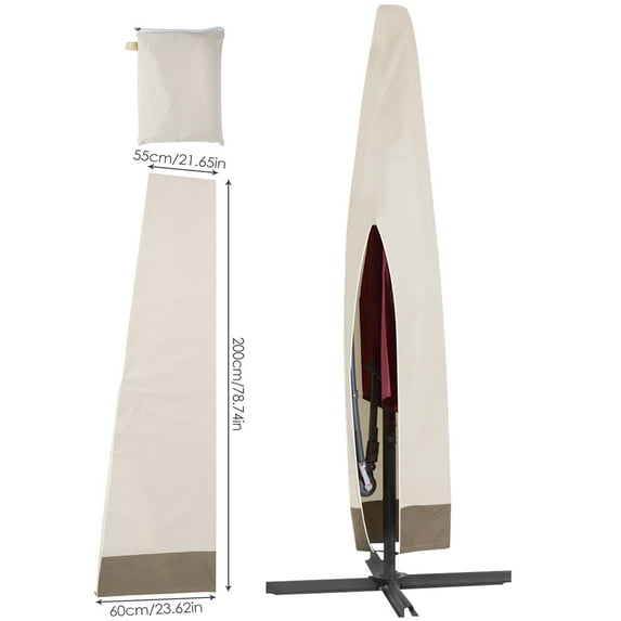 Waterproof Oxford Cloth Outdoor Sunshade Umbrella Cover Parasol Cover Patio Umbrella Covers Windproof Anti-UV for Garden Outdoor (200X55X60CM Beige)