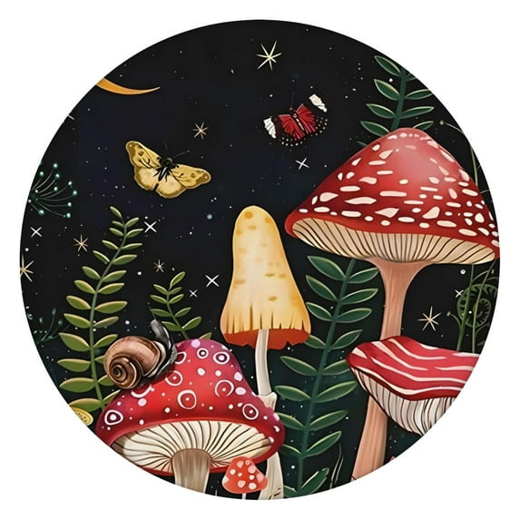 Waterproof Oxford Fabric Mushroom Tablecloth with Elastic Hem, Fits 45–52" Round Table, Perfect for Daily Use, Travel, and Households