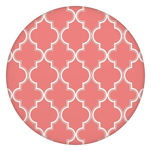 Waterproof Oxford Fabric Tablecloth Boho Style, 36-44" Round Elastic Fit Ideal for Patio Dining, BBQs or Kitchen Tables