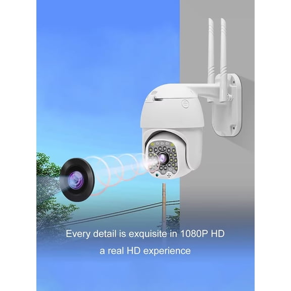 Waterproof PTZ Security Camera 1080P Day/Night Vision, 360° View, Two-Way Audio, Motion Alarm & App Alerts, WiFi/Ethernet, ICAM365 App
