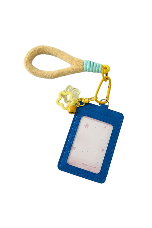 Waterproof PU Leather Badge Card Case With Detachable Lanyard Keychain Hook Double Layer Photo Card Cover For Students