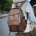 thumbnail image 1 of Waterproof PU Soft Leather Men's Business Backpack,Brown, 1 of 2
