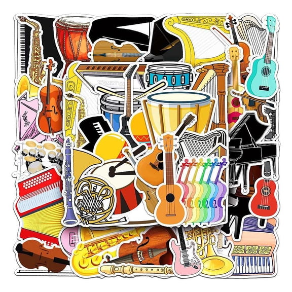 Waterproof PVC Adhesive Stickers for Suitcase Skateboard Refrigerator Helmet Mobile Phone Shell Musical Instruments Pattern 55~85mm 50pcs/bag