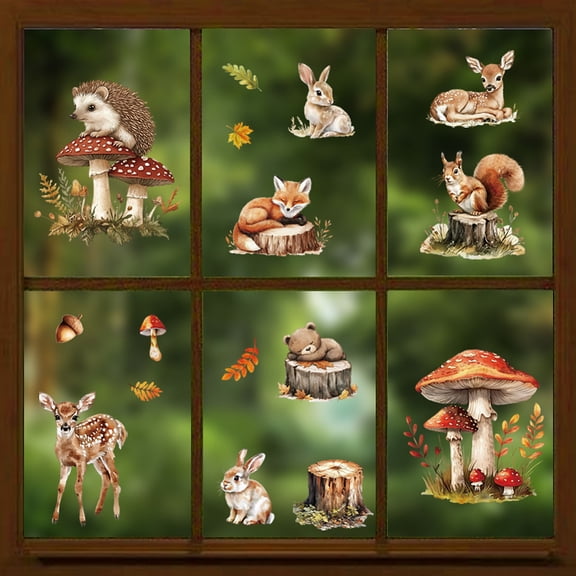 Waterproof PVC Colored Laser Stained Window Film Static Stickers Rainbow Electrostatic Window Decals Animals 300x1200mm