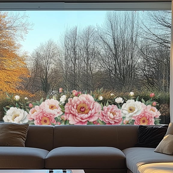 Waterproof PVC Colored Laser Stained Window Film Static Stickers Rainbow Electrostatic Window Decals Flower 300x1200mm Plastic