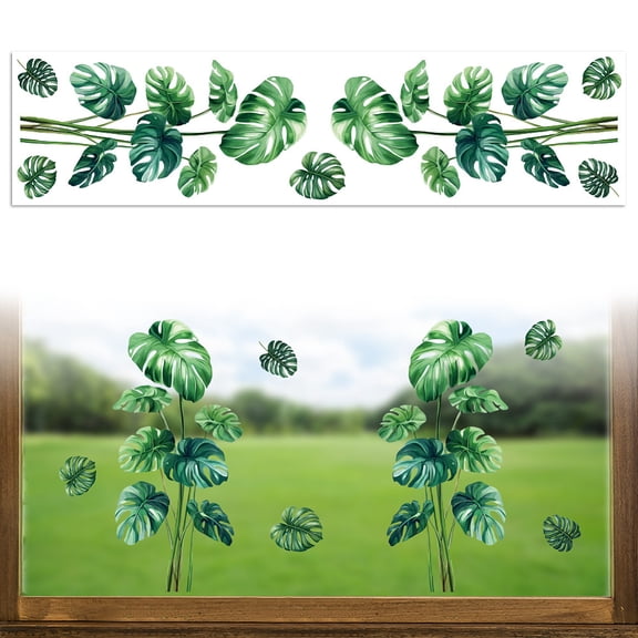 Waterproof PVC Colored Laser Stained Window Film Static Stickers Rainbow Electrostatic Window Decals Leaf 300x1200mm for DIY Plastic