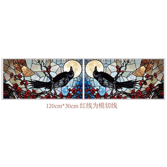 Waterproof PVC Colored Laser Stained Window Film Static Stickers Rainbow Electrostatic Window Decals Raven 300x1200mm
