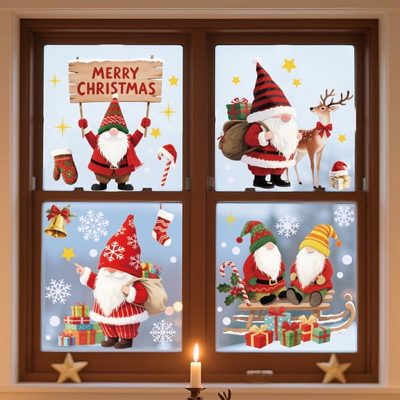 Waterproof PVC Colored Laser Stained Window Film Static Stickers Rainbow Electrostatic Window Decals Santa Claus 300x1200mm