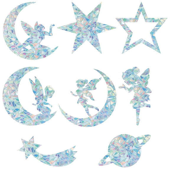 Waterproof PVC Colored Laser Stained Window Film Static Stickers Rainbow Electrostatic Window Decals Star 330x830mm DIY