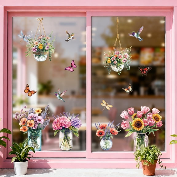 Waterproof PVC Colored Laser Stained Window Film Static Stickers Rainbow Electrostatic Window Decals Vase 300x1200mm DIY