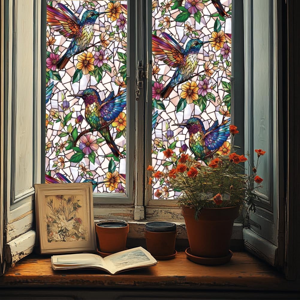 Color Window Decals Waterproof PVC Colored Laser Stained Window Film Static Stickers ...