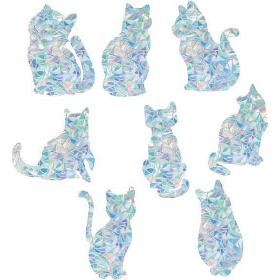 Waterproof PVC Colored Laser Stained Window Film Static Stickers Rainbow Prism Electrostatic Window Decals Cat Shape 330x830mm