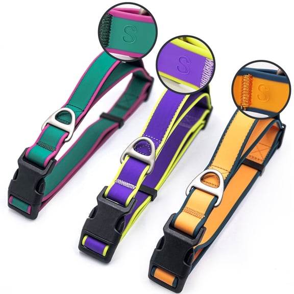 Waterproof PVC Dog Collar, Adjustable 15"-27.56" Neck, Quick Release Buckle, Heavy Duty D-Ring