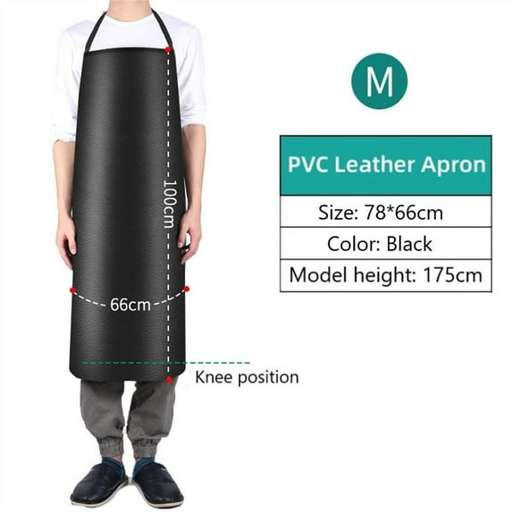 Waterproof PVC Leather Apron for Kitchen Dishwasher Apron Oil Resistant Work Apron Butcher Grooming Apron,Black,40x26inch