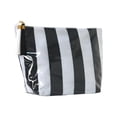 thumbnail image 1 of Waterproof PVC Makeup Bag with Tassel, Striped Travel Cosmetic Organizer for Brushes, Large Capacity Toiletry Pouch, 1 of 5